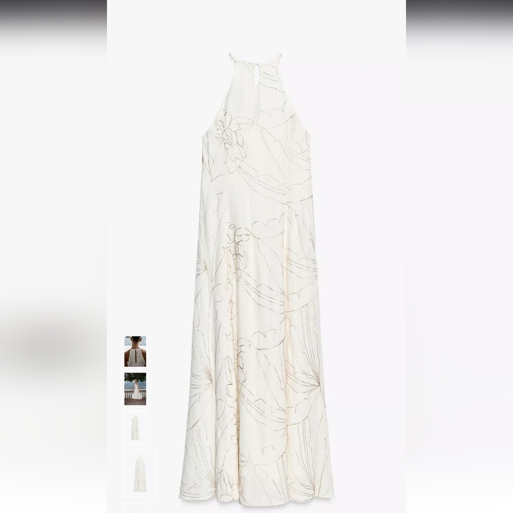 Zara Elegant Cream Halter Midi Dress - Picture 7 of 10